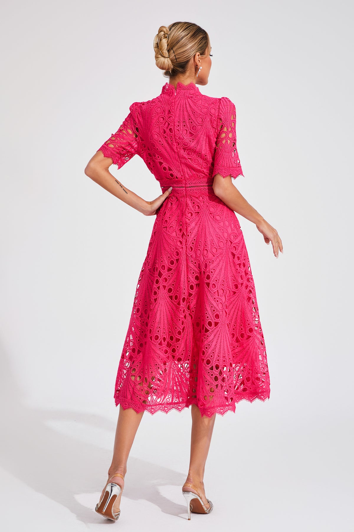 Freeman Rose Red Cut Out Midi Dress