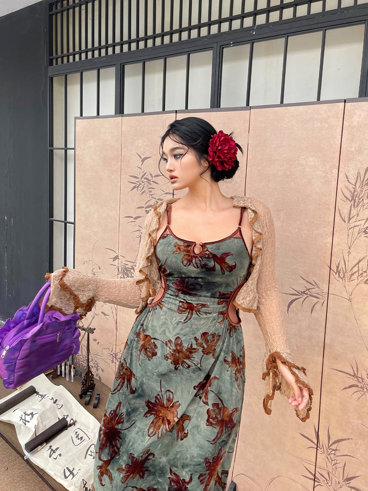 Cheongsam Cami Maxi Dress