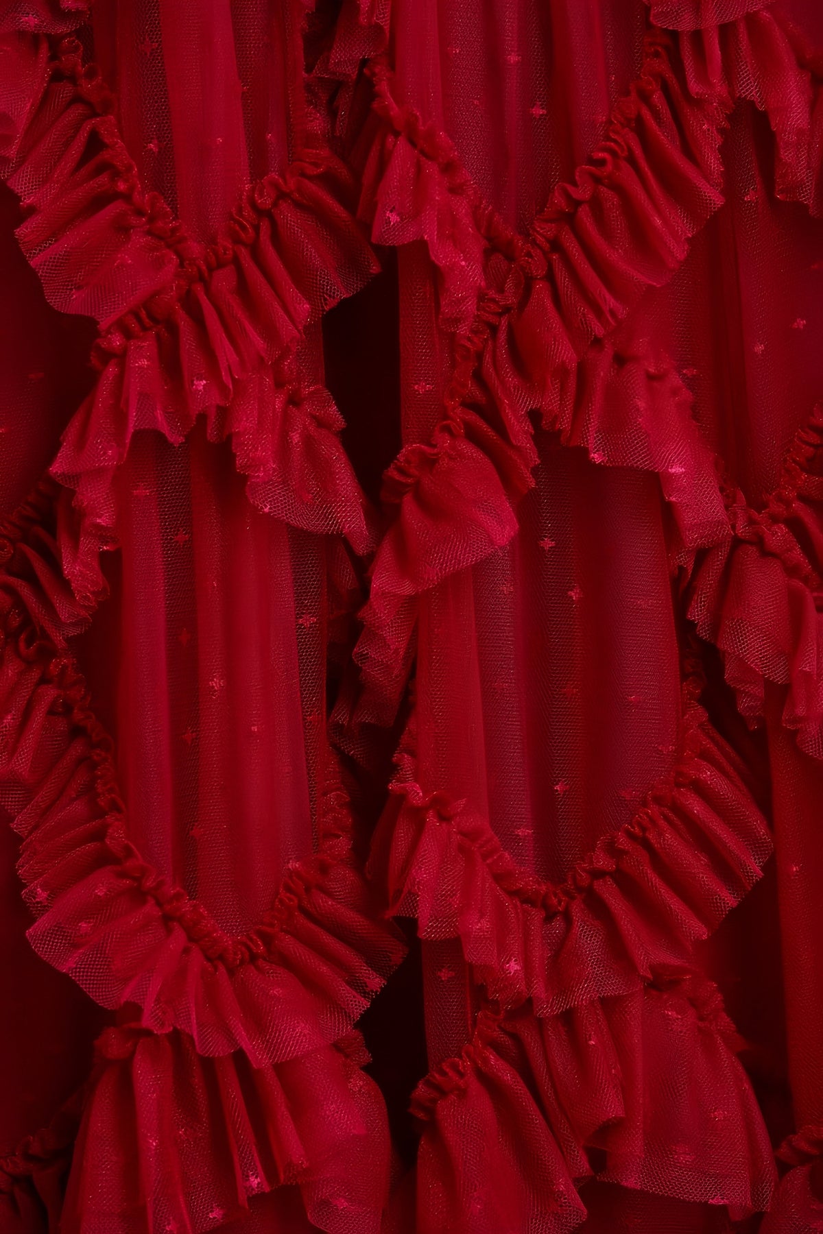 Luni Red Ruffle Lace Maxi Dress