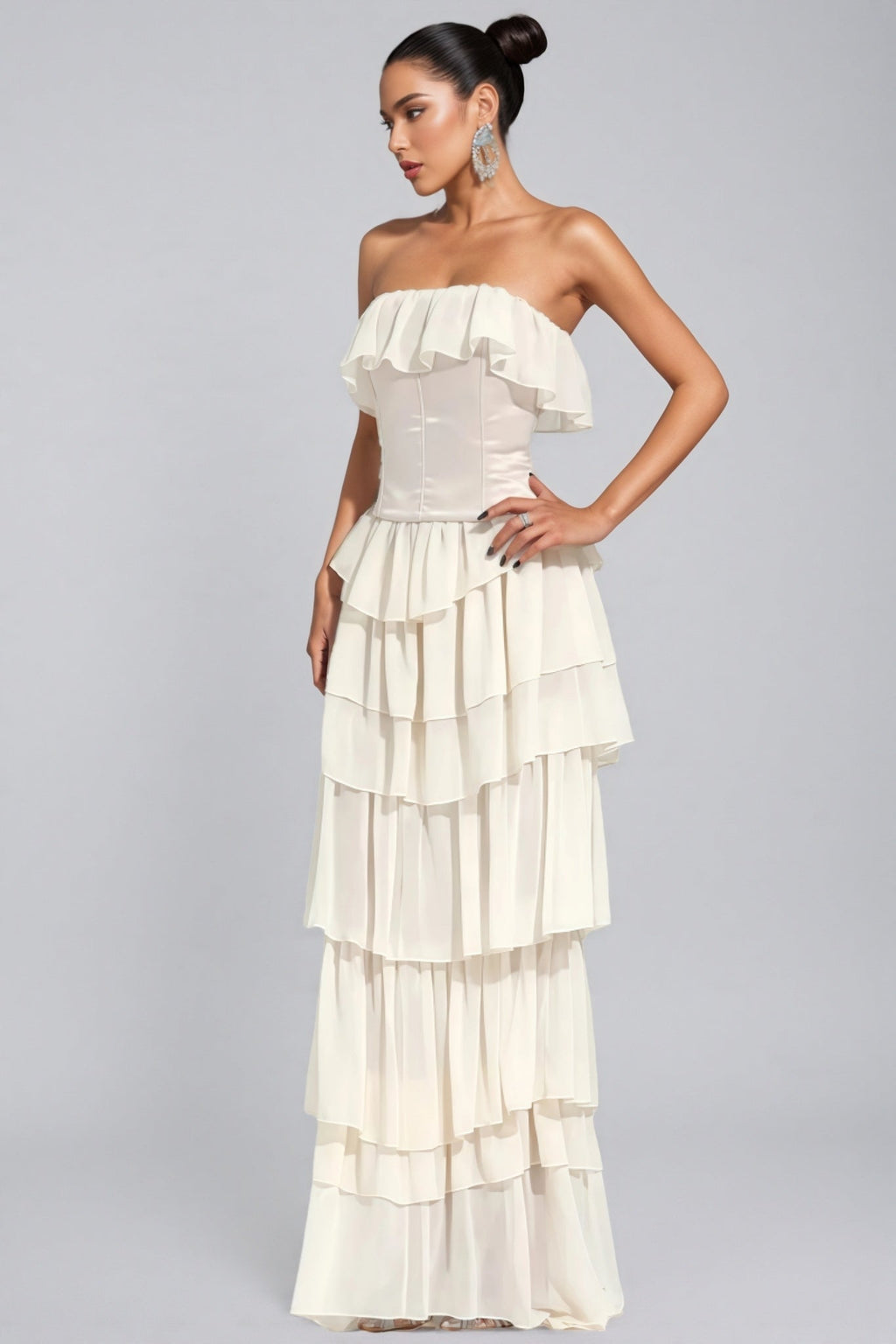 Mirae Apricot Off Shoulder Maxi Dress