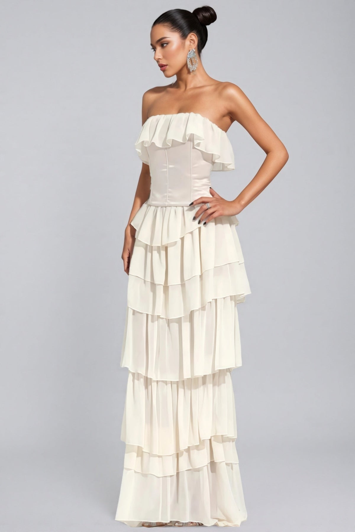 Mirae Apricot Off Shoulder Maxi Dress