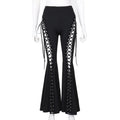 Goth Dark Grunge Black Bandage Pants Hollow Flare Pants