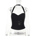 Gothic Summer Landmine Series Plaid Patchwork Shorts Spicy Girl Halter Waist-cinch Y2k Vest Skirt