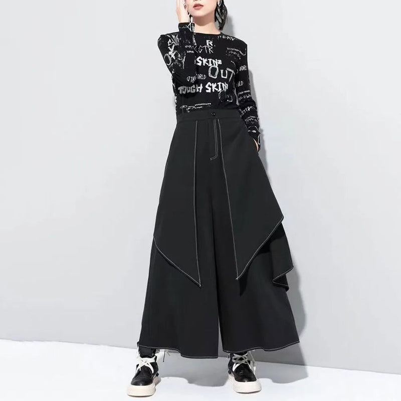 Gothic Y2k Double Layer Culottes Samurai Pants