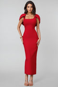 Lolic Square Neckline Split Bandage Maxi Dress