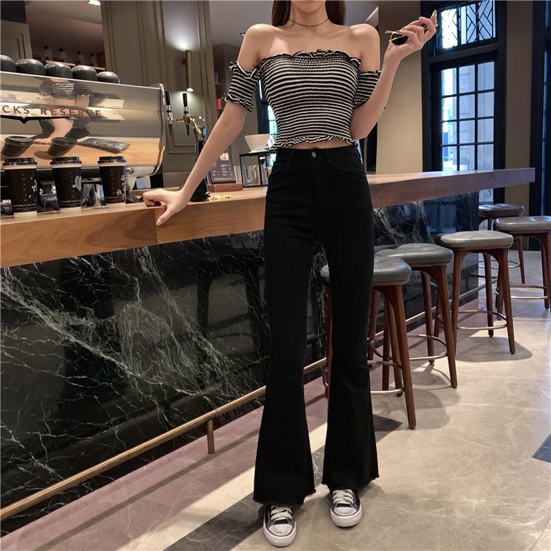 High Waist Slim Flare Jeans High Street Stretchable Boot Cut Denim Pants