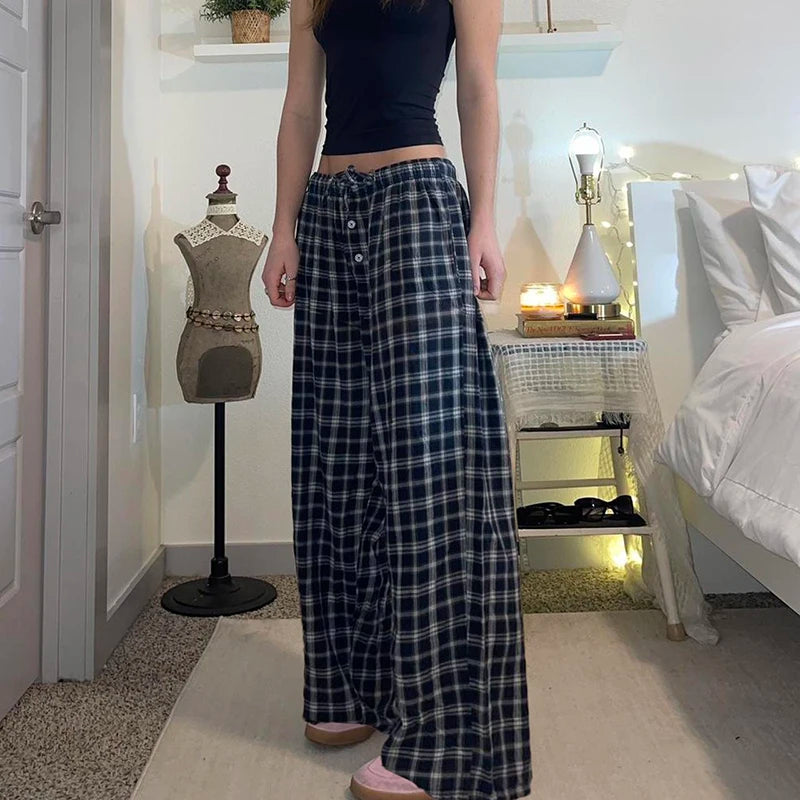Plaid Straight Loose Fit Jogger Pant