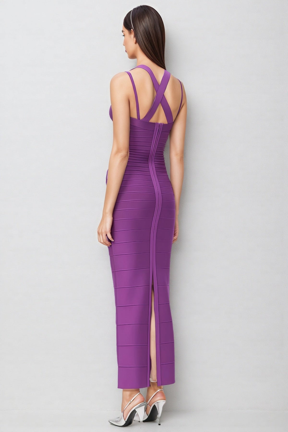 Katrina Purple Bandage Wrap Maxi Dress