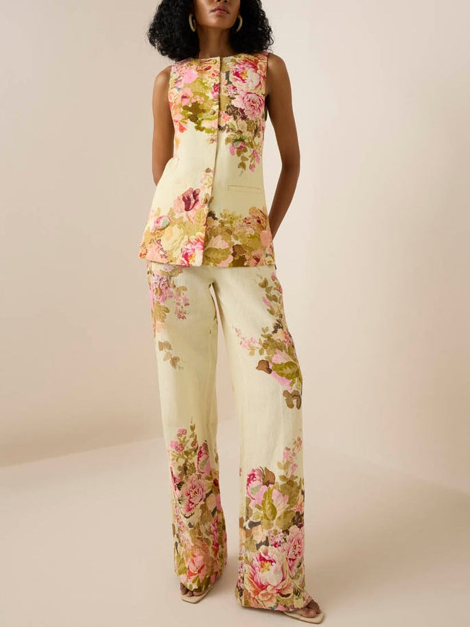 Flower Print Two-piece Set