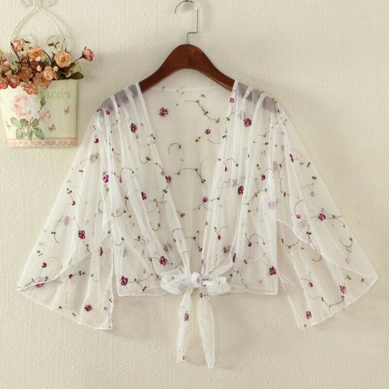 Tops and Blouses Summer Blouse Shirt Cardigan Thin Outwear Hollow Out Blouse Cover Up Blusas Femininas Elegante