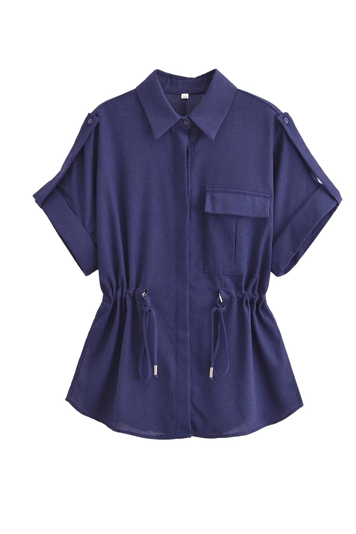 Half Sleeve Drawstring Shirt Long Pants Two-piece Set