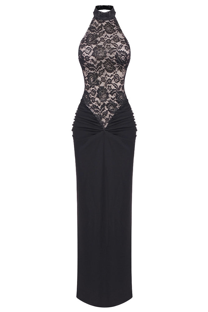 Janice Halterneck Lace Maxi Dress