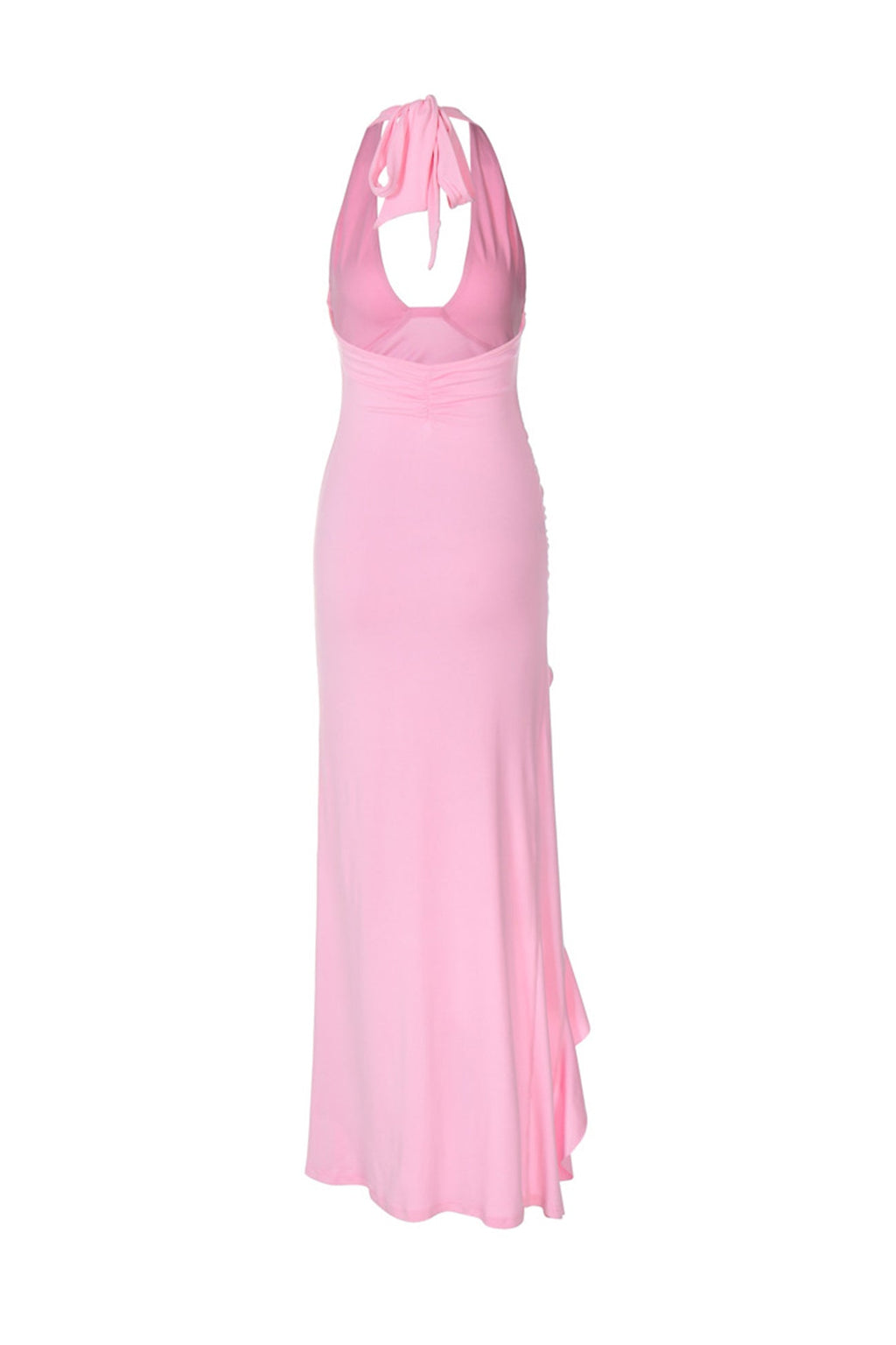 Halterneck Ruffle Hem Midi Dress