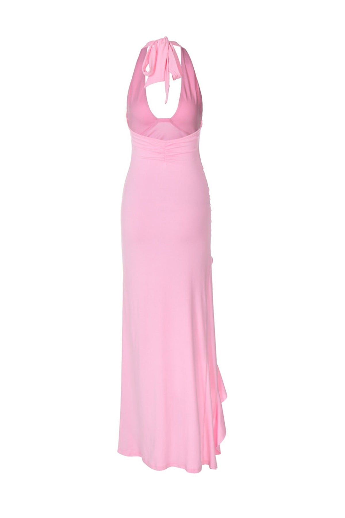 Halterneck Ruffle Hem Midi Dress