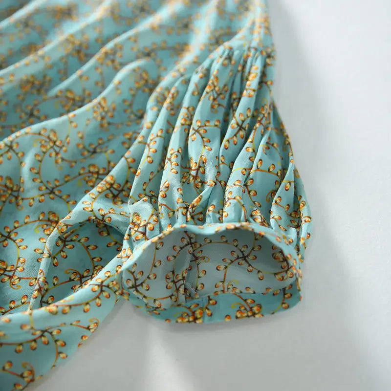 ’s Spring Summer Style Chiffon Blouses Shirt ’s Half Sleeve Printed O-neck Tops Sp224