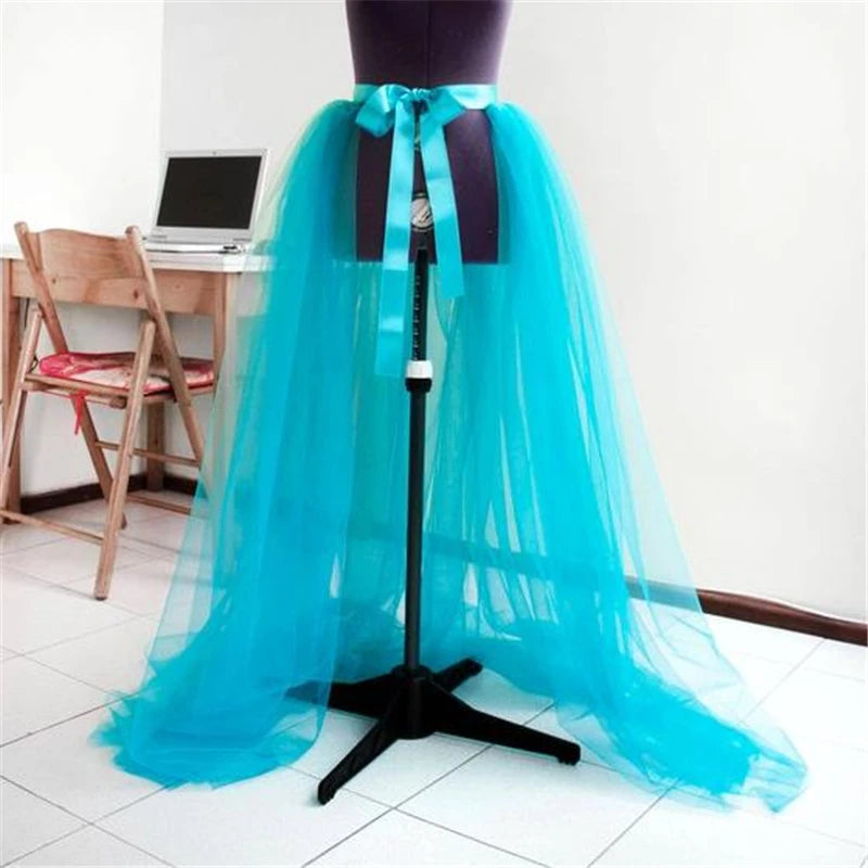 Tulle Tutu Long Skirt Wedding Party Prom Bandage Mesh Maxi Skirt Color Skirts Lace Up Bandage Skirts