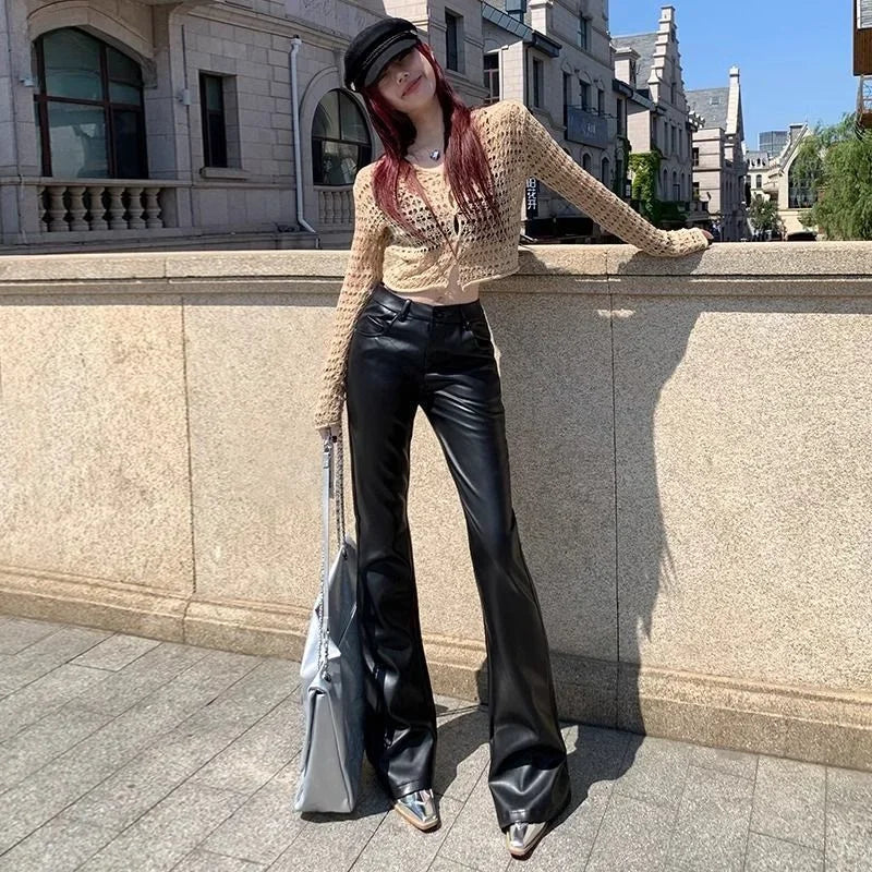 High Waist Pu Leather Harajuku Elastic Pants