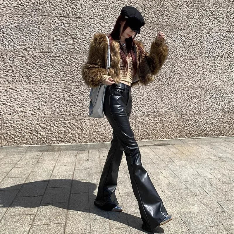 High Waist Pu Leather Harajuku Elastic Pants