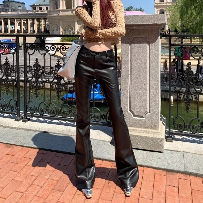 High Waist Pu Leather Harajuku Elastic Pants