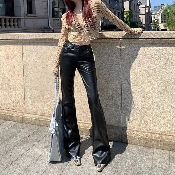 High Waist Pu Leather Harajuku Elastic Pants