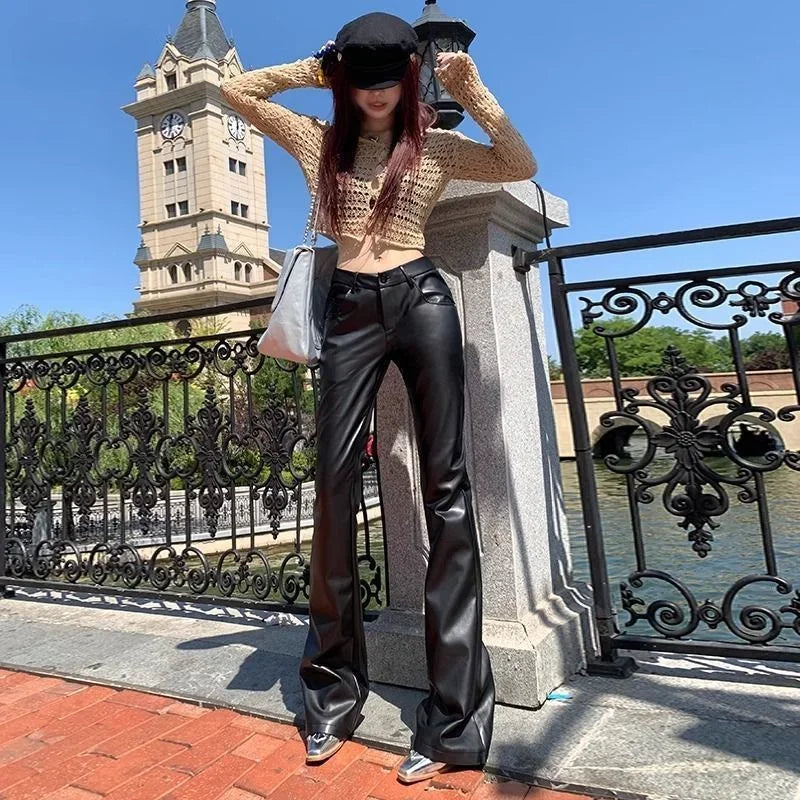High Waist Pu Leather Harajuku Elastic Pants