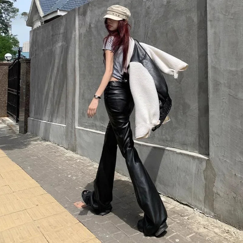 High Waist Pu Leather Harajuku Elastic Pants