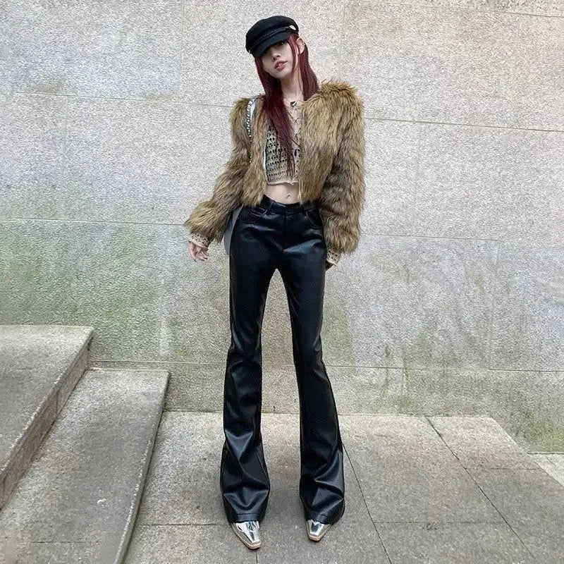 High Waist Pu Leather Harajuku Elastic Pants