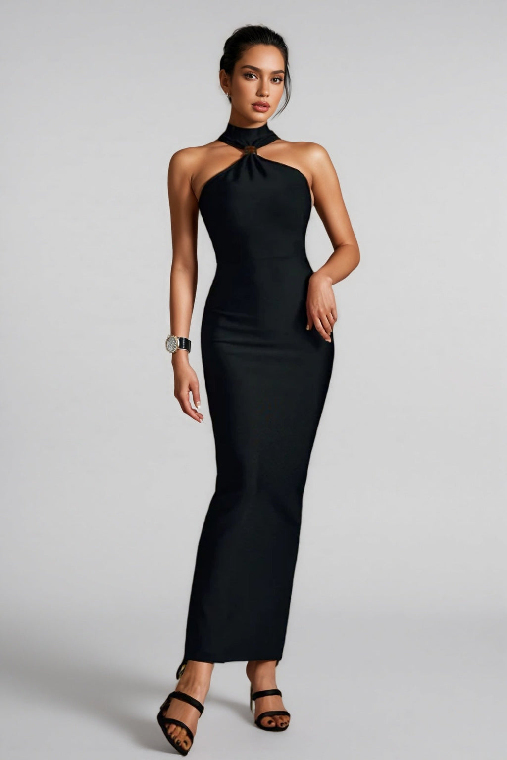 Onofrio Halterneck Bandage Maxi Dress