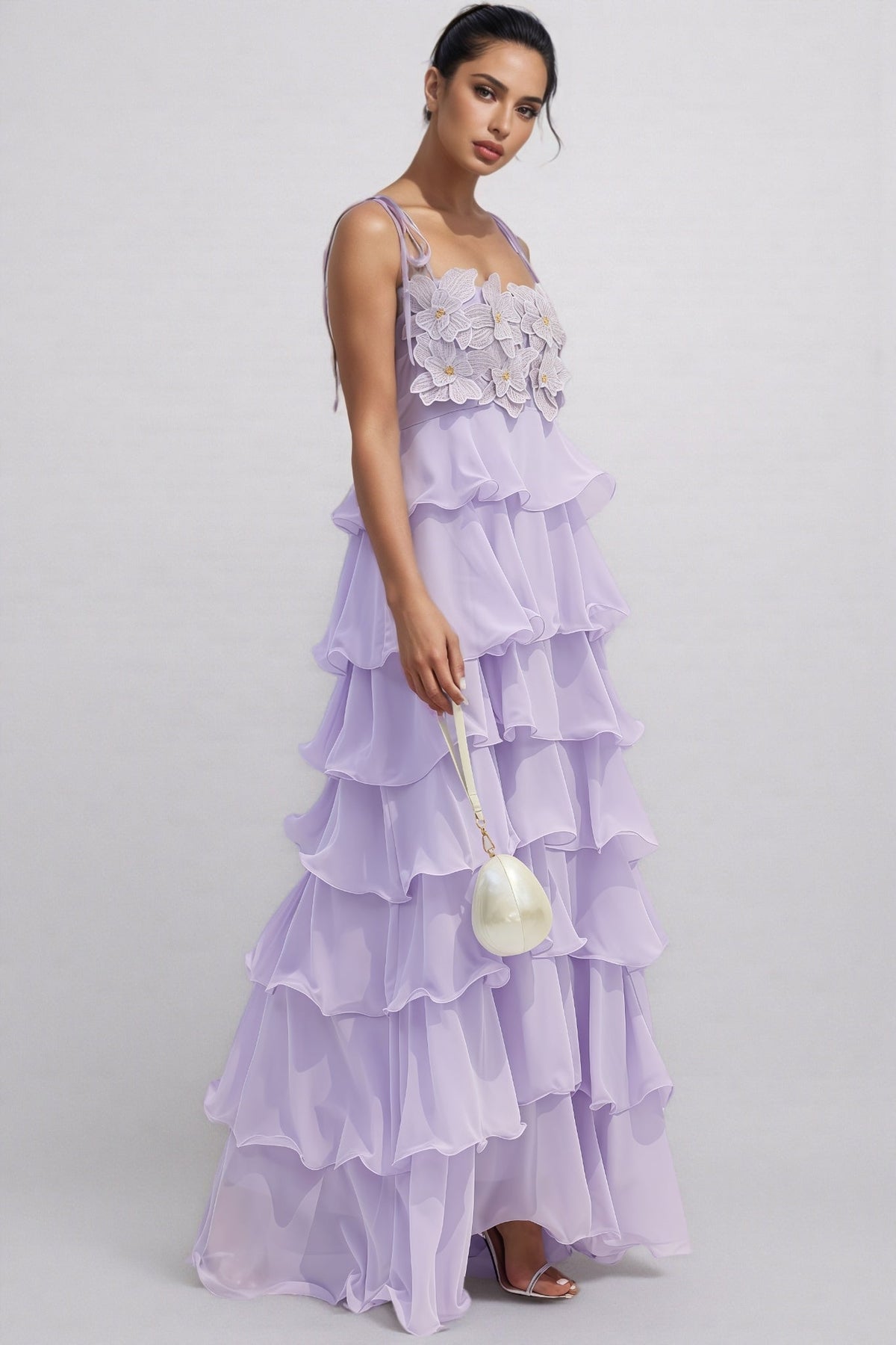 Ortiz Diamante Flower Tiered Maxi Dress
