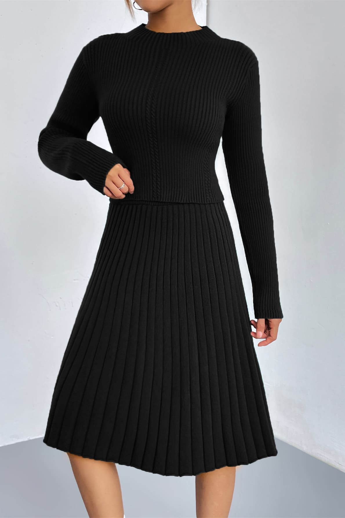 A-line Knit Sweater Skirt Set