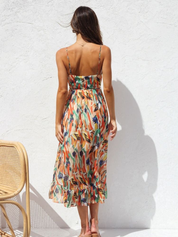 Ruffle-trim Midi Tank Dress