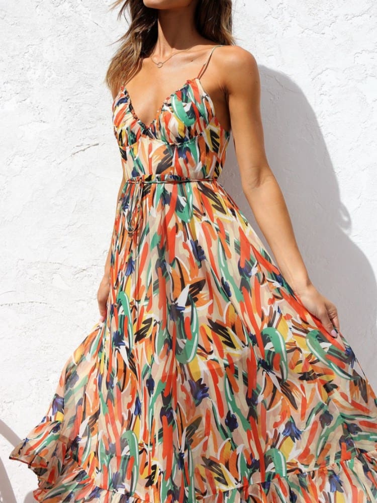 Ruffle-trim Midi Tank Dress
