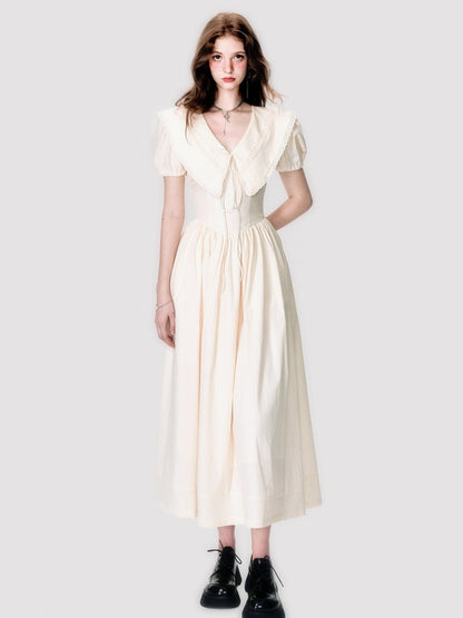 Fluffy Long One-piece With Oversized Collar