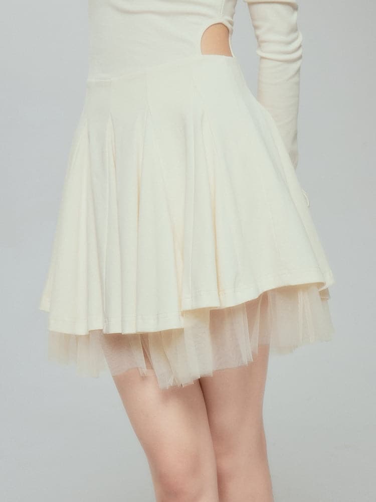 Layered Drawstring Back-open One-piece