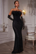 Maggie Corset Feather Sequin Maxi Dress