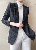 Italian Black Plaid Cotton Formal Coats Spring Yj051