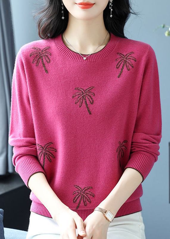 Italian Yellow O Neck Jacquard Zircon Wool Sweaters Winter Rl029