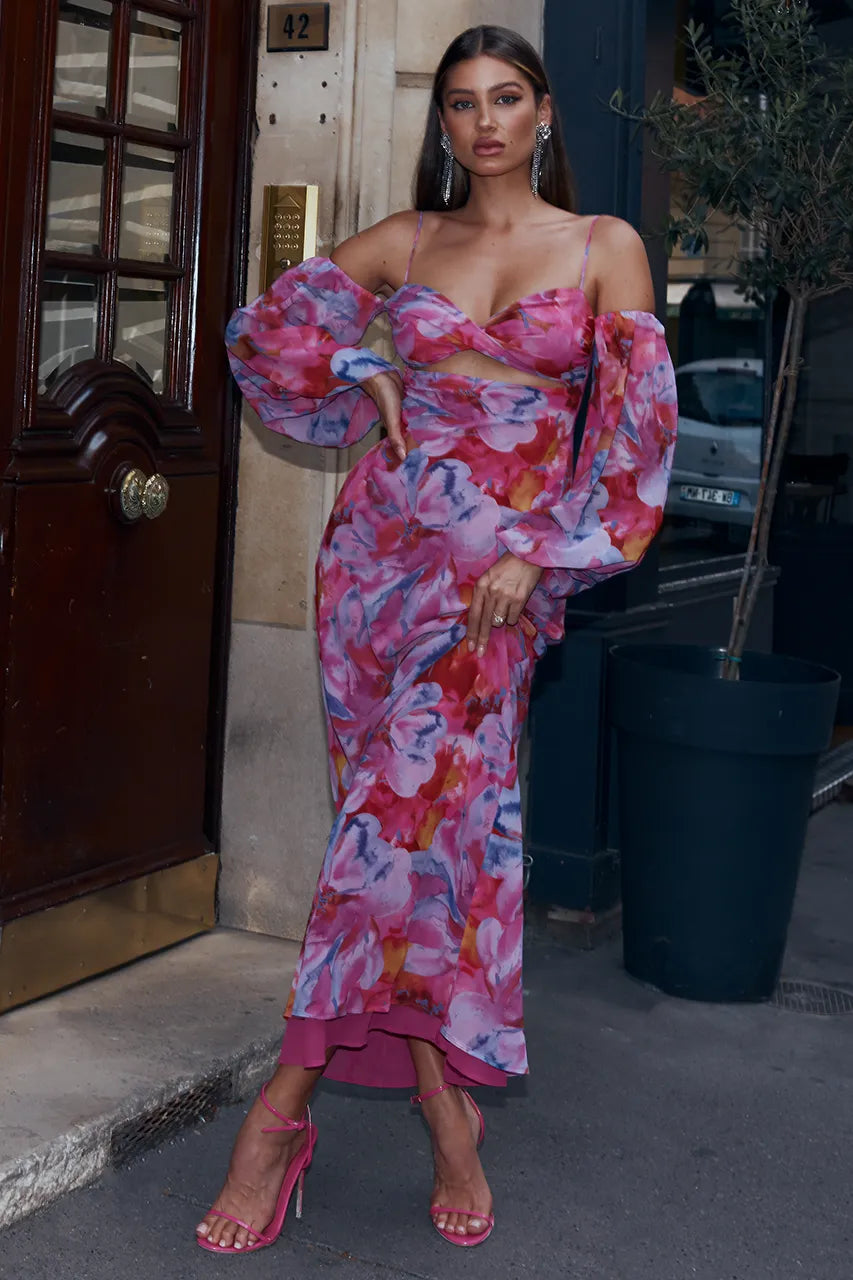 Off-shoulder Knot Cami Maxi Dress Pink