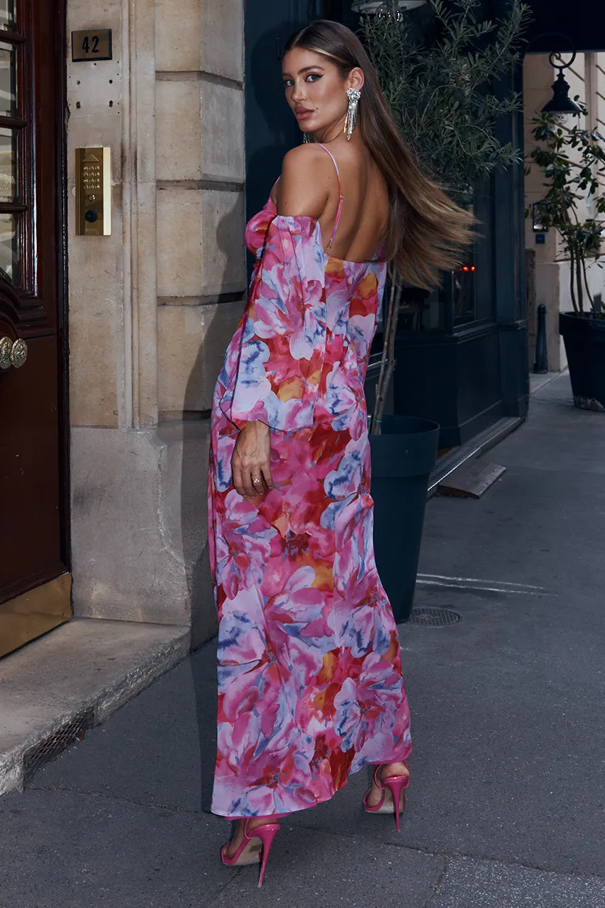 Off-shoulder Knot Cami Maxi Dress Pink