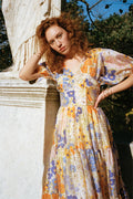 Puff Sleeve V-neck Maxi Dress