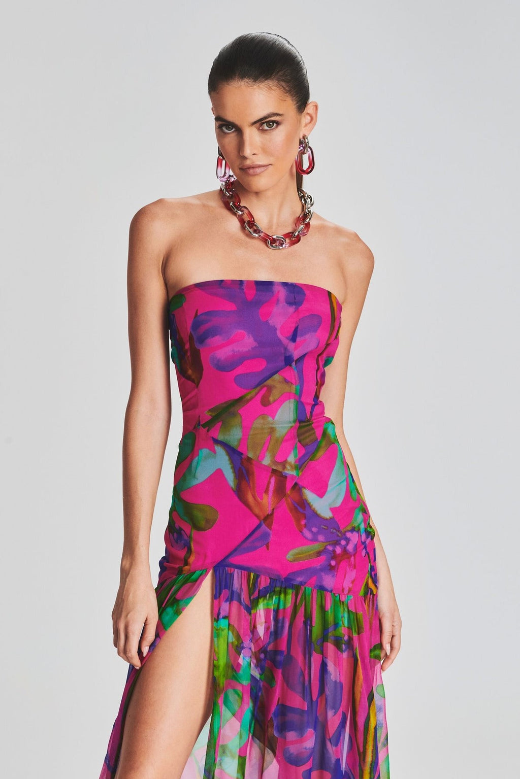 Tube Top Slit Backless Maxi Dress
