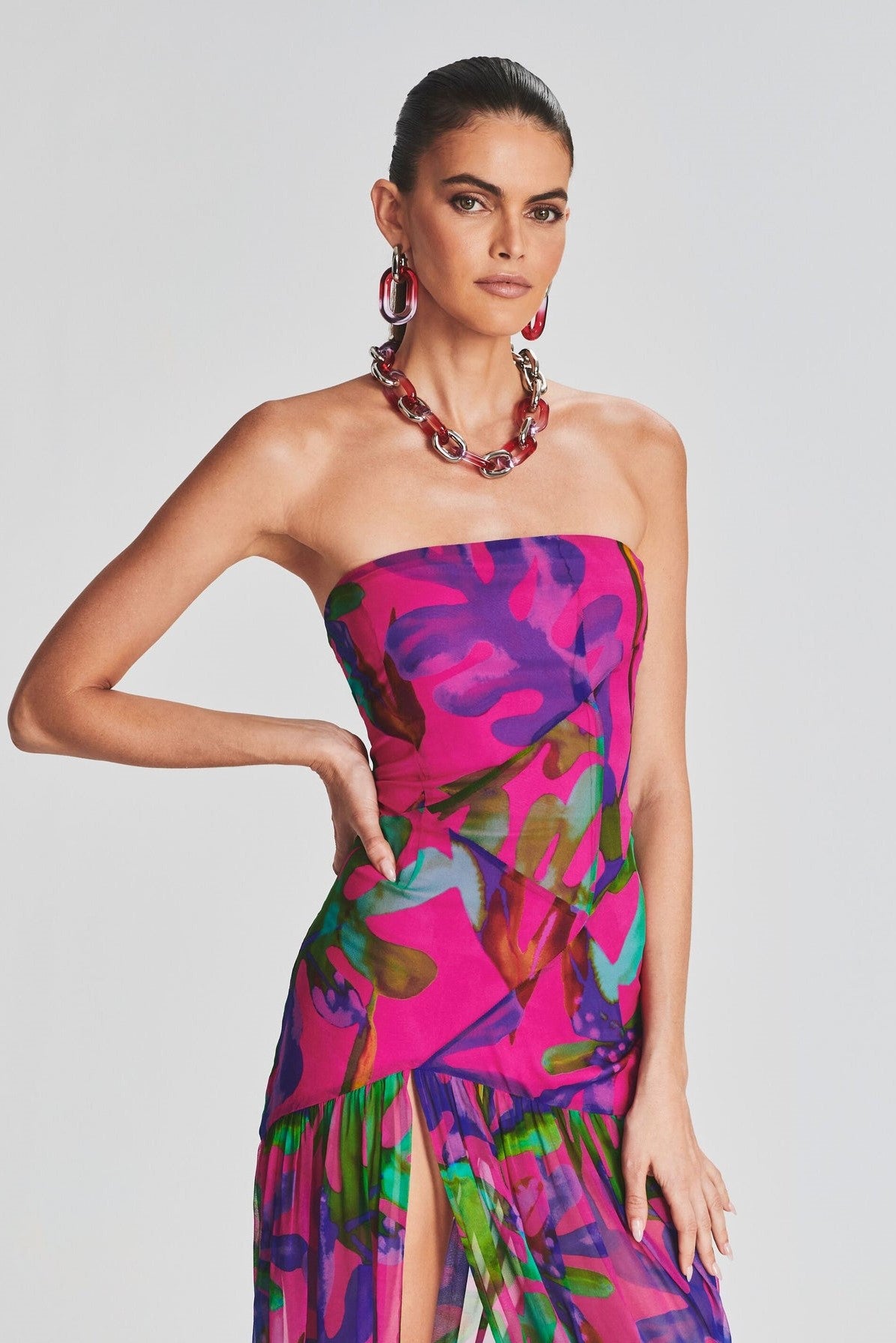 Tube Top Slit Backless Maxi Dress
