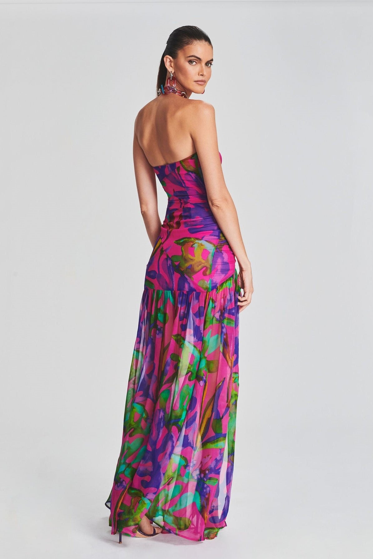 Tube Top Slit Backless Maxi Dress