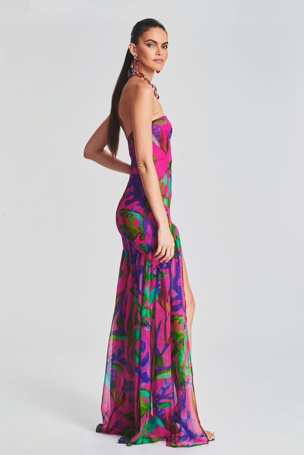 Tube Top Slit Backless Maxi Dress