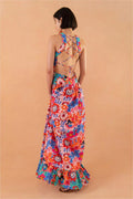 Lace-up Ruffle Hem Maxi Dress