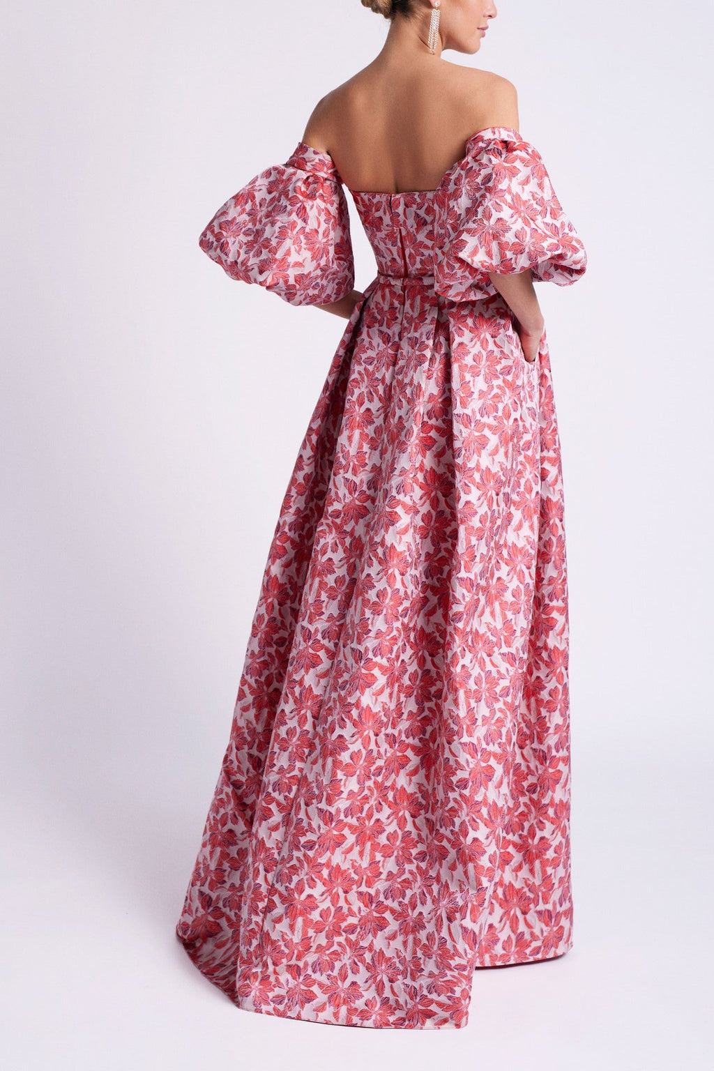 Printed Lantern Sleeve Maxi Dress