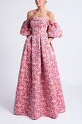 Printed Lantern Sleeve Maxi Dress