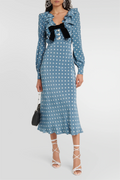 Long Sleeve V-neck Midi Dress