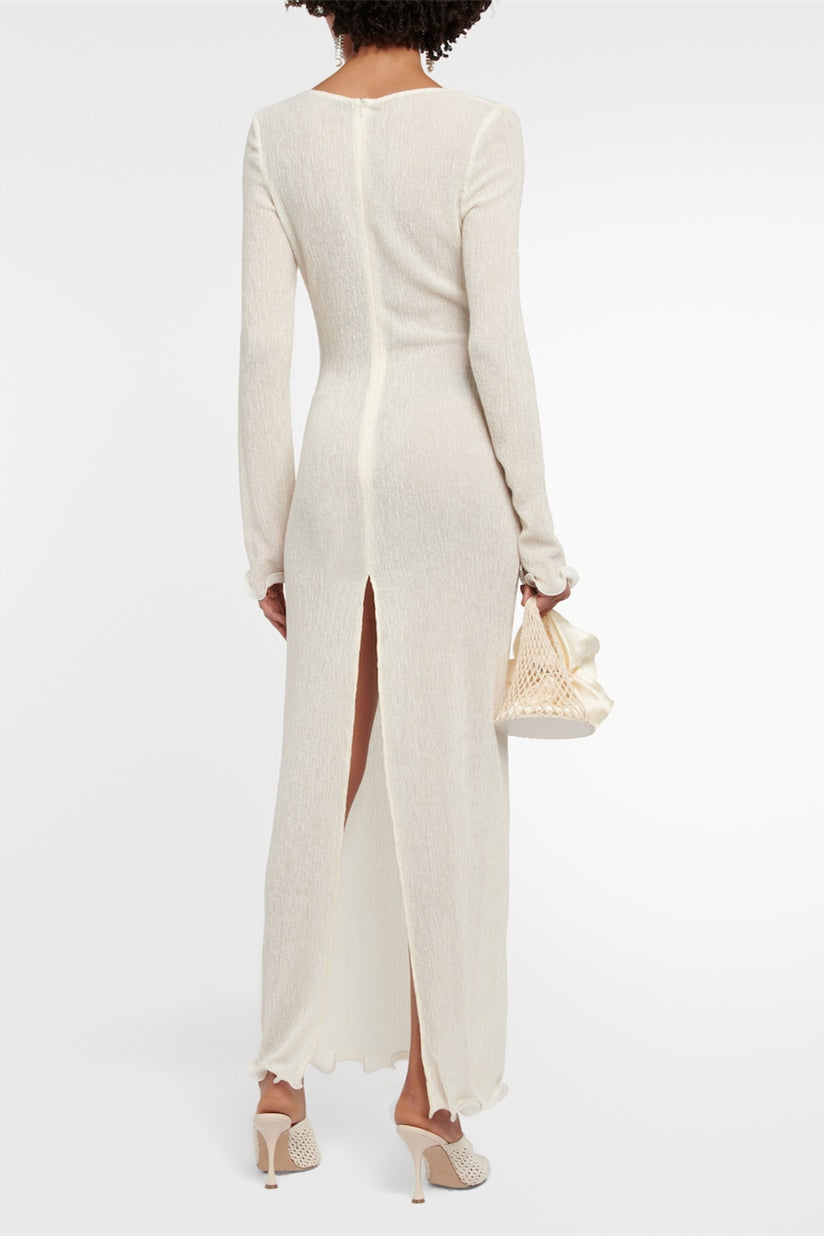 Long Sleeve V-neck Slit Maxi Dress Color