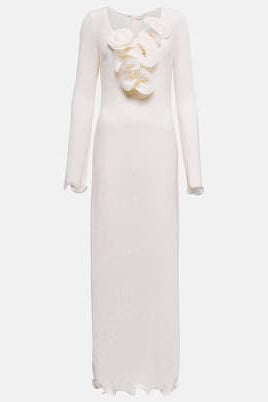Long Sleeve V-neck Slit Maxi Dress Color